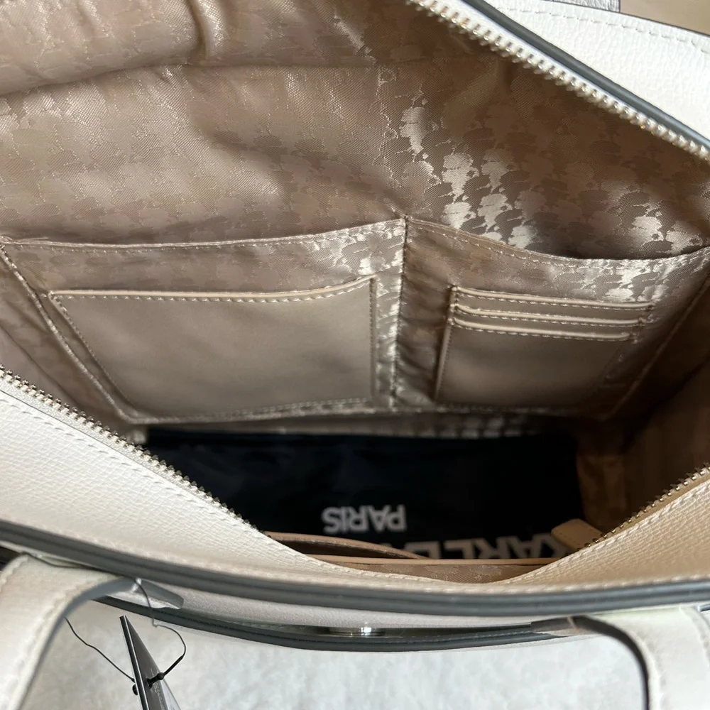 *New* Karl Lagerfeld Paris Floral Printed Tote Bag White Sunflower - Picture 13 of 17